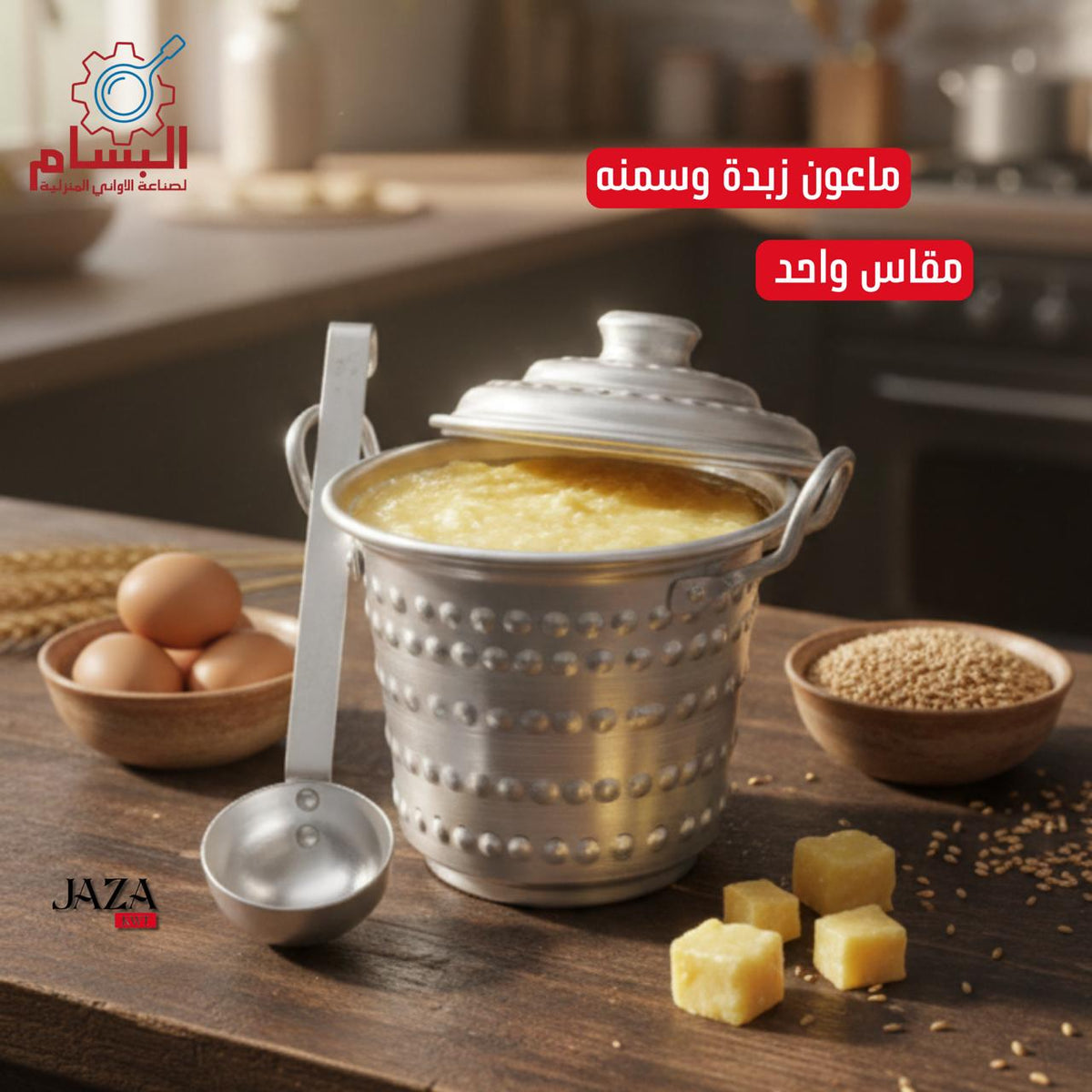 D ماعون زبدة وسمنة منقوش
